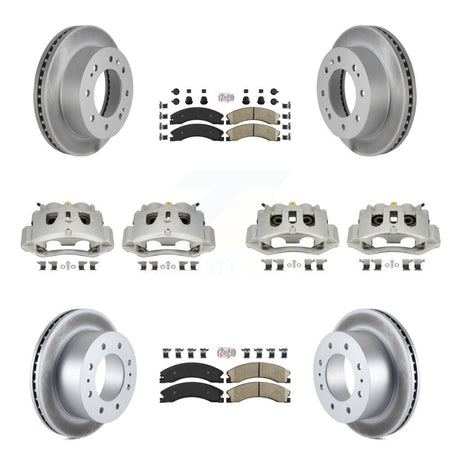 Front Rear Brake Caliper Coat Rotor Ceramic Pad Kit (10Pc) For GMC Chevrolet Sierra 2500 KCG-102438N