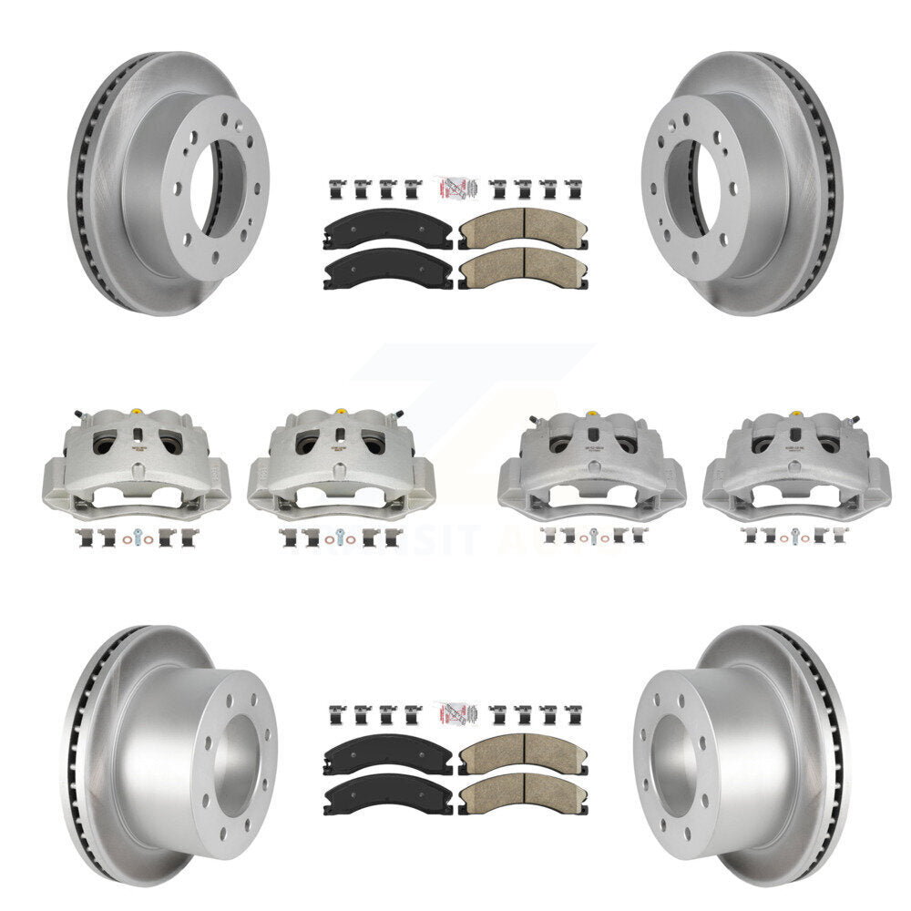 Front Rear Disc Brake Caliper Coat Rotor & Ceramic Pad Kit (10Pc) For GMC Sierra 3500 HD KCG-102441N