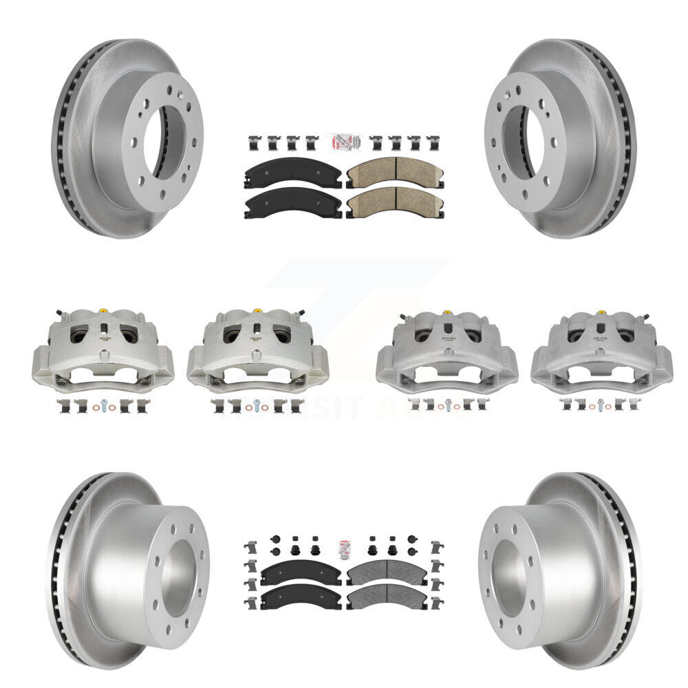 Front Rear Brake Caliper Coat Rotors & Ameribrakes Pad Kit (10Pc) For GMC Sierra 3500 HD KCG-102442N