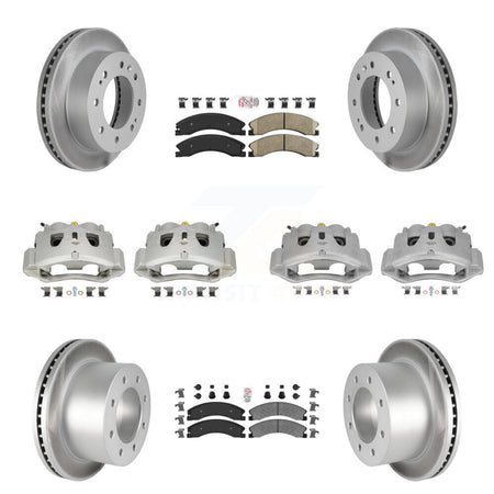 Front Rear Brake Caliper Coat Rotors & Ameribrakes Pad Kit (10Pc) For GMC Sierra 3500 HD KCG-102442N