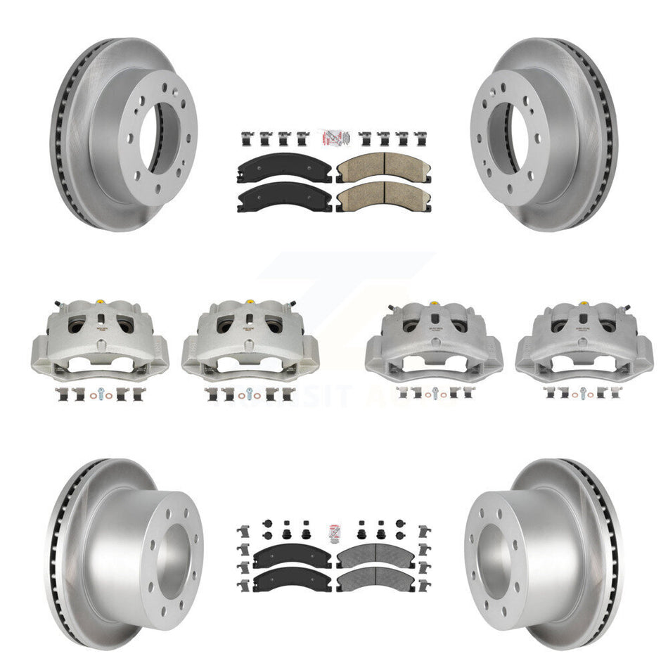 Front Rear Brake Caliper Coat Rotors & Ameribrakes Pad Kit (10Pc) For GMC Sierra 3500 HD KCG-102442N