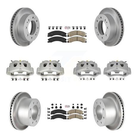 Front Rear Disc Brake Caliper Coat Rotor & Ceramic Pad Kit (10Pc) For GMC Sierra 3500 HD KCG-102443N