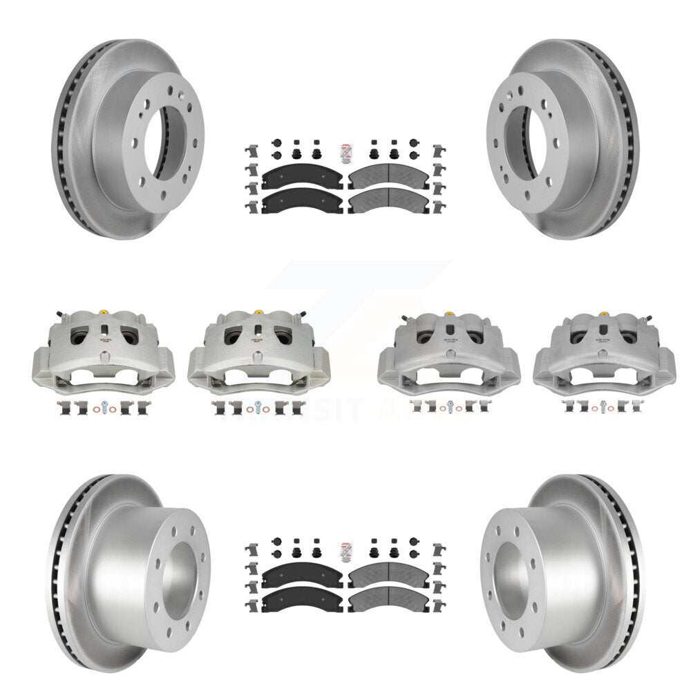 Front Rear Brake Caliper Coat Rotors Semi-Metallic Pad Kit (10Pc) For GMC Sierra 3500 HD KCG-102445N