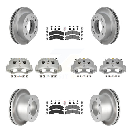 Front Rear Brake Caliper Coat Rotors Semi-Metallic Pad Kit (10Pc) For GMC Sierra 3500 HD KCG-102445N
