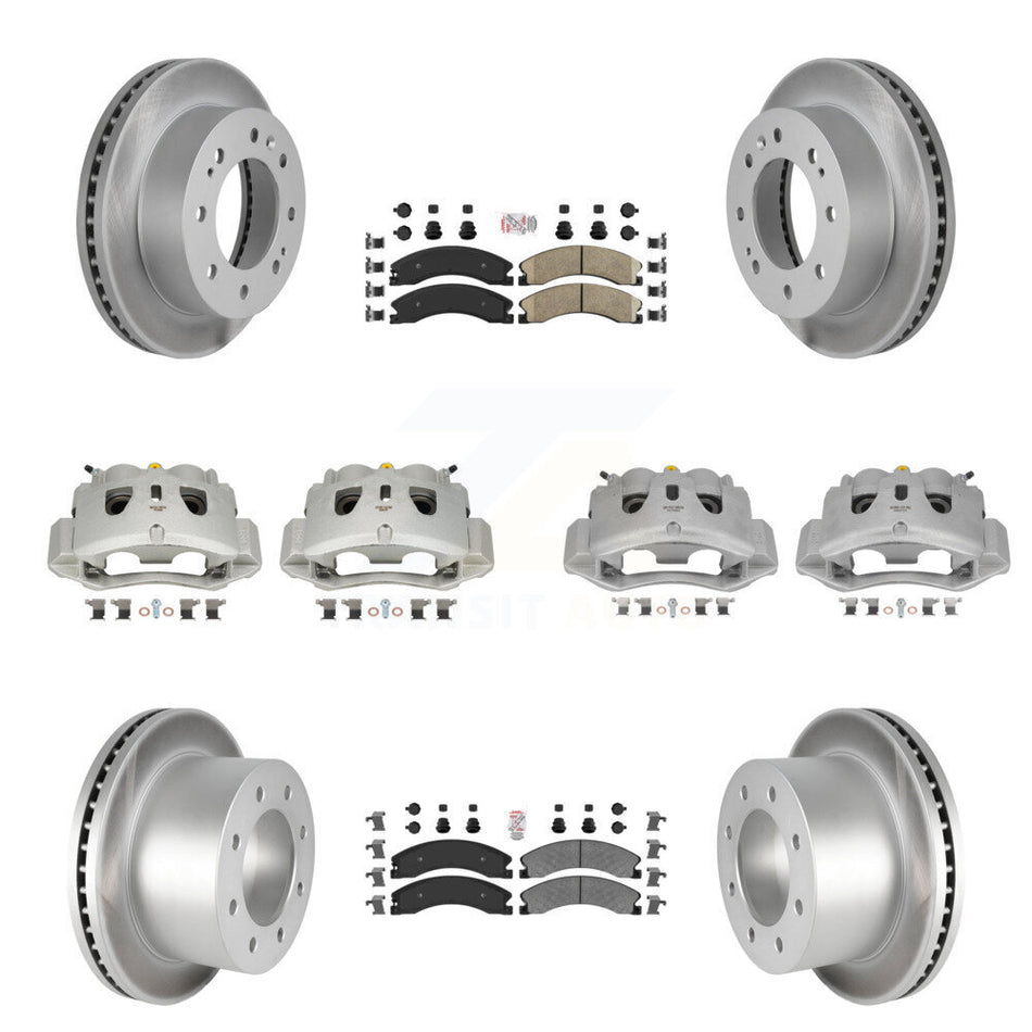 Front Rear Brake Caliper Coat Rotors & Ameribrakes Pad Kit (10Pc) For GMC Sierra 3500 HD KCG-102448N