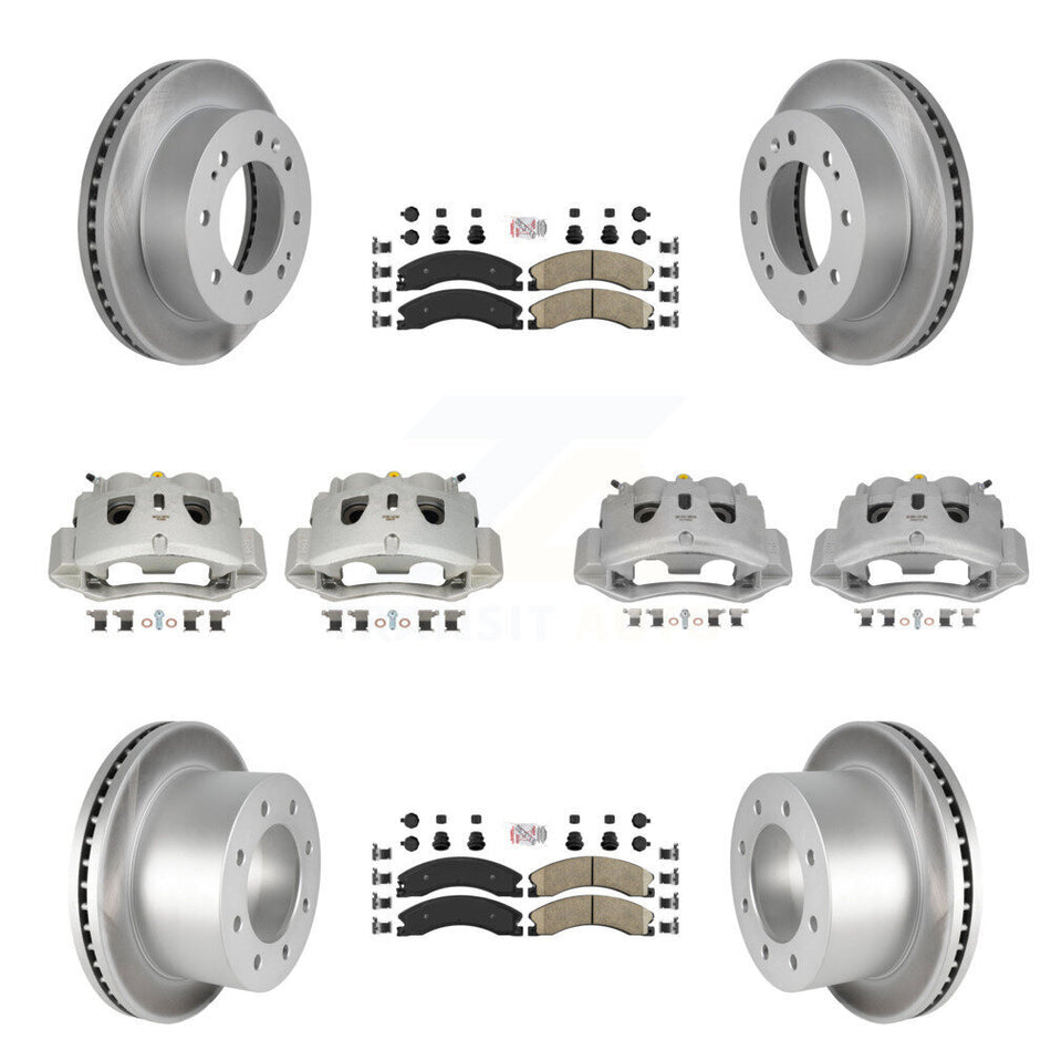 Front Rear Disc Brake Caliper Coat Rotor & Ceramic Pad Kit (10Pc) For GMC Sierra 3500 HD KCG-102449N