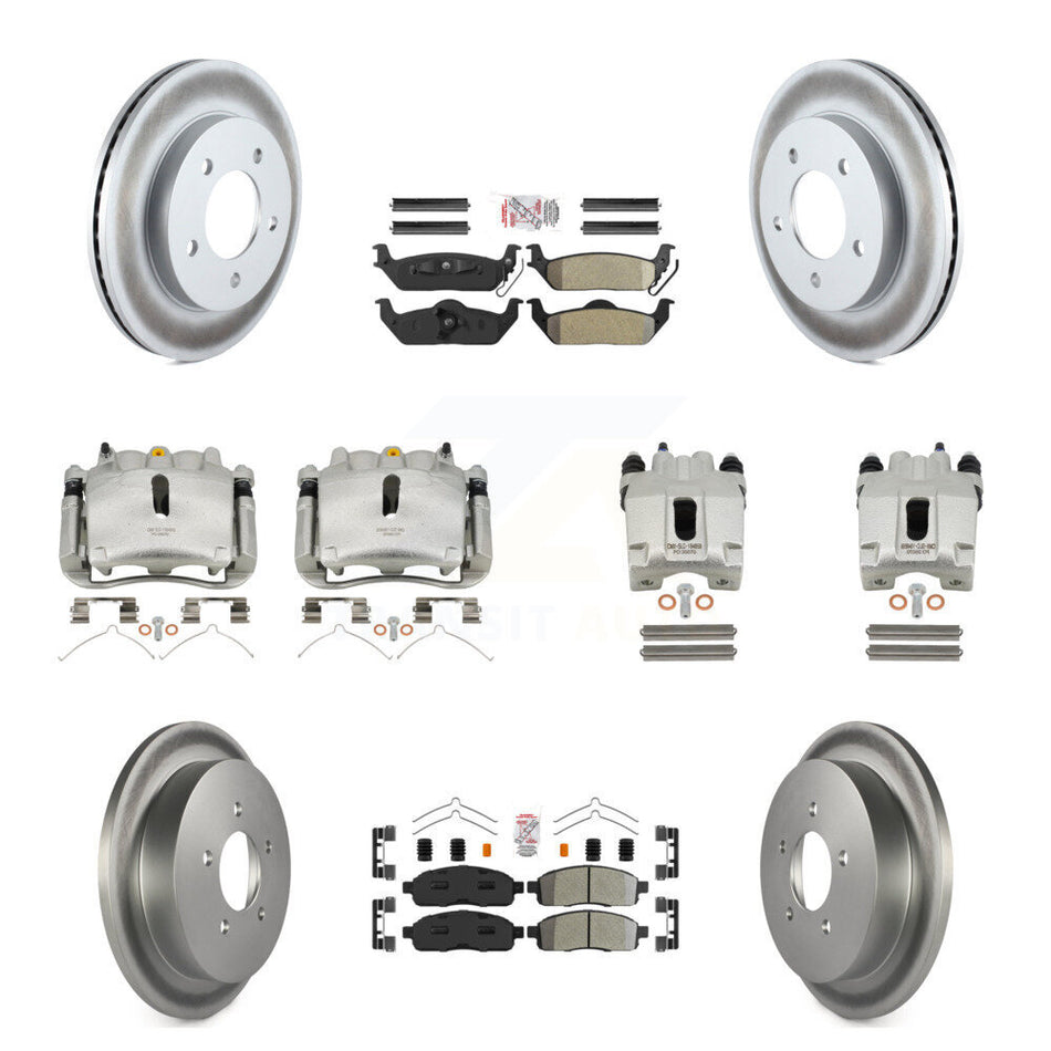 Front Rear Disc Brake Caliper Coated Rotors And Semi-Metallic Pads Kit (10Pc) For 2004 Ford F-150 4WD With 5 Lug Wheels 11th Digit Of Vin Is C KCG-102450N