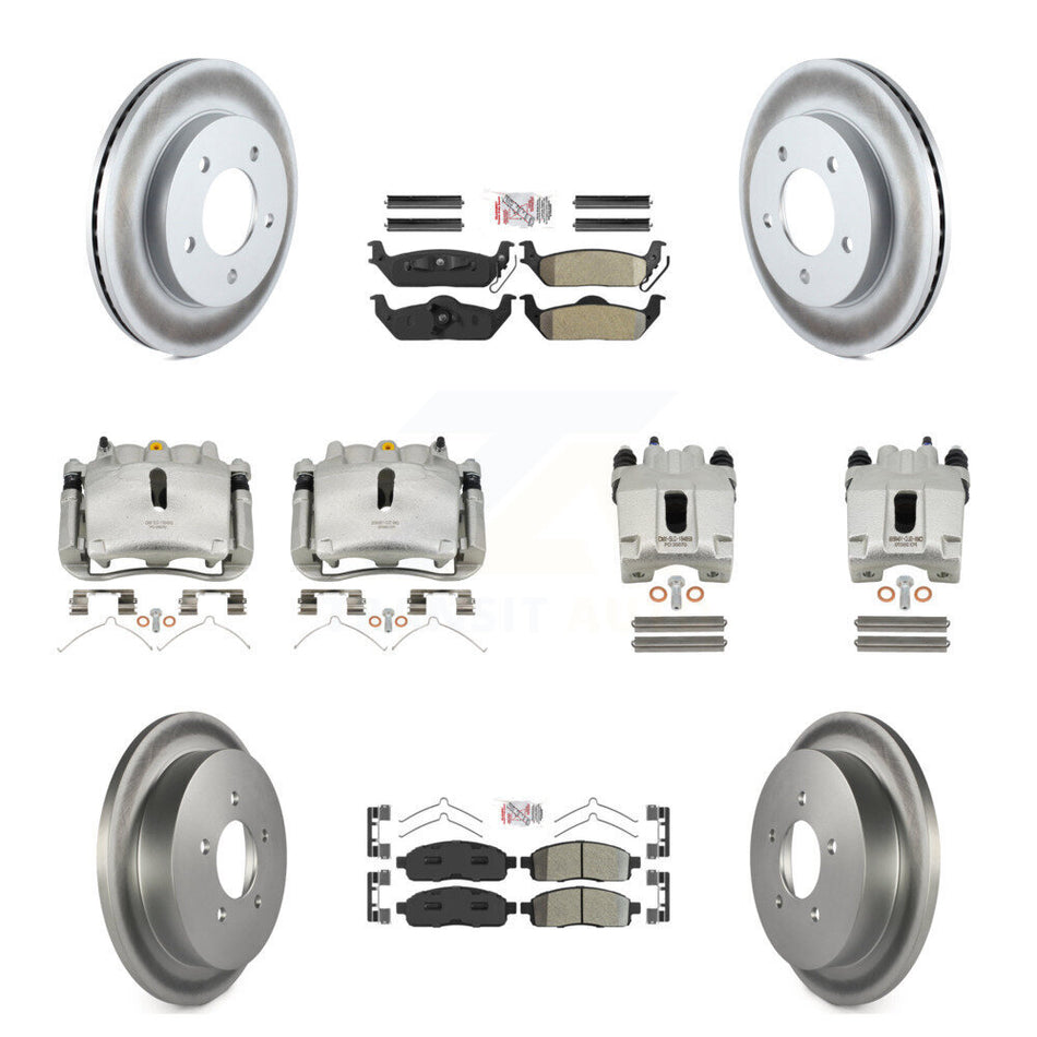 Front Rear Disc Brake Caliper Coated Rotors And Semi-Metallic Pads Kit (10Pc) For 2004 Ford F-150 4WD With 5 Lug Wheels 11th Digit Of Vin Is C KCG-102453N