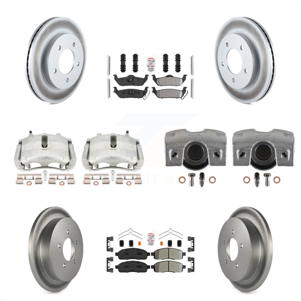 Front Rear Disc Brake Caliper Coated Rotors And Semi-Metallic Pads Kit (10Pc) For 2004 Ford F-150 4WD With 5 Lug Wheels 11th Digit Of Vin Is C KCG-102456N by Transit Auto