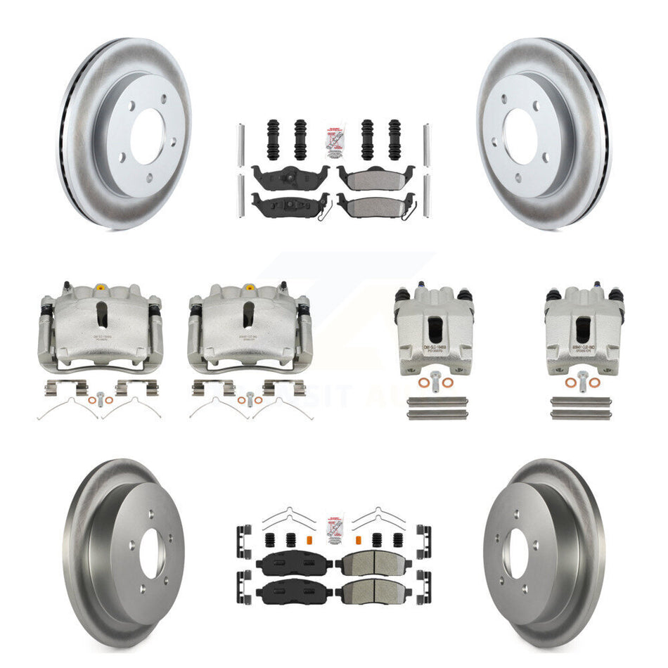 Front Rear Disc Brake Caliper Coated Rotors And Semi-Metallic Pads Kit (10Pc) For 2004 Ford F-150 4WD With 5 Lug Wheels 11th Digit Of Vin Is C KCG-102456N