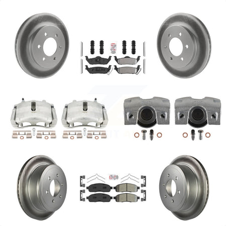 Front Rear Disc Brake Caliper Coated Rotors And Semi-Metallic Pads Kit (10Pc) For Ford F-150 Lincoln Mark LT 4WD KCG-102460N by Transit Auto