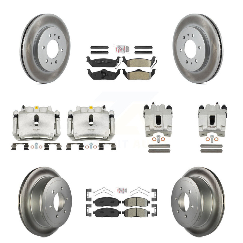 Front Rear Disc Brake Caliper Coat Rotor And Semi-Metallic Pad Kit (10Pc) For Ford F-150 KCG-102463N
