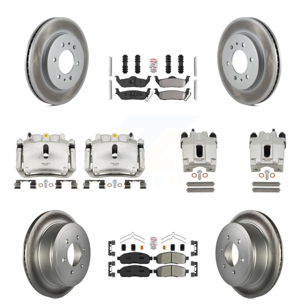 Front Rear Disc Brake Caliper Coat Rotor And Semi-Metallic Pad Kit (10Pc) For Ford F-150 KCG-102464N