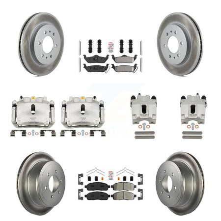 Front Rear Disc Brake Caliper Coat Rotor And Semi-Metallic Pad Kit (10Pc) For Ford F-150 KCG-102464N