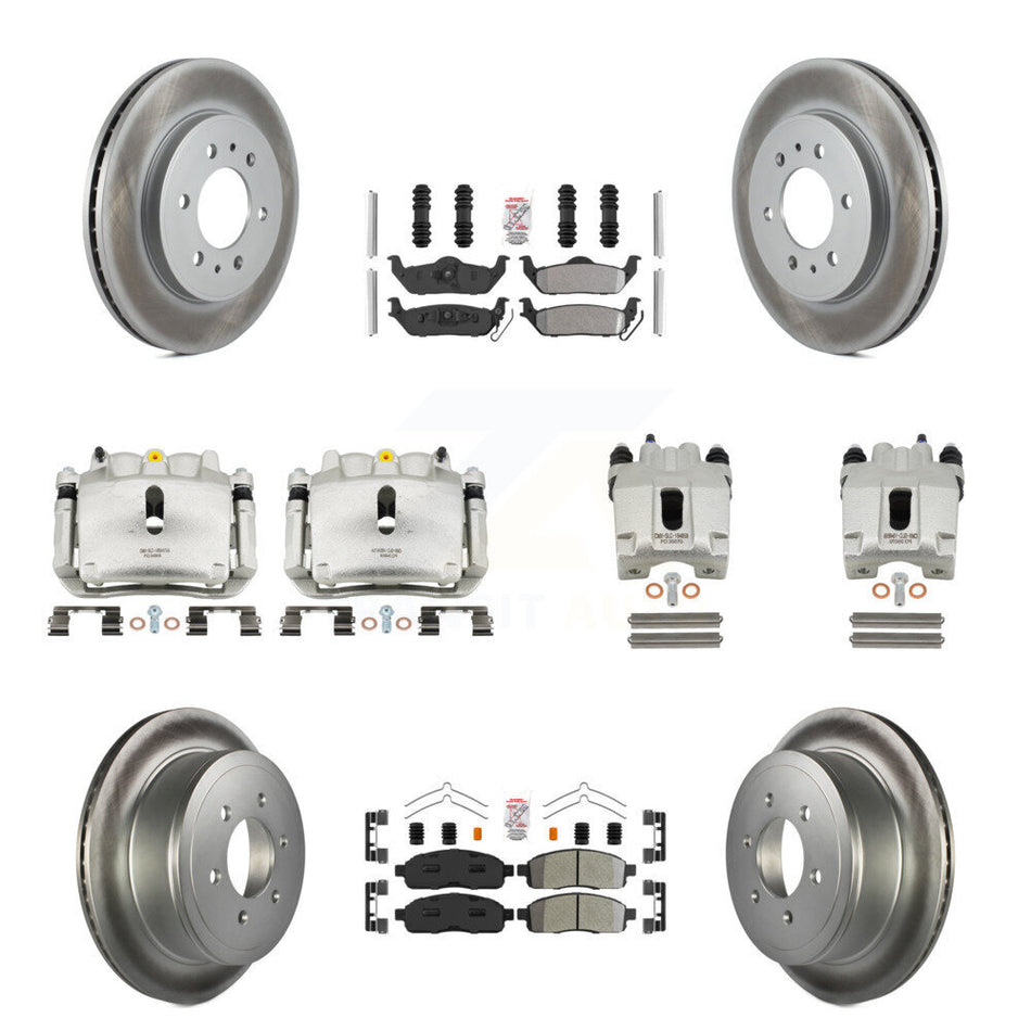 Front Rear Disc Brake Caliper Coat Rotor And Semi-Metallic Pad Kit (10Pc) For Ford F-150 KCG-102464N