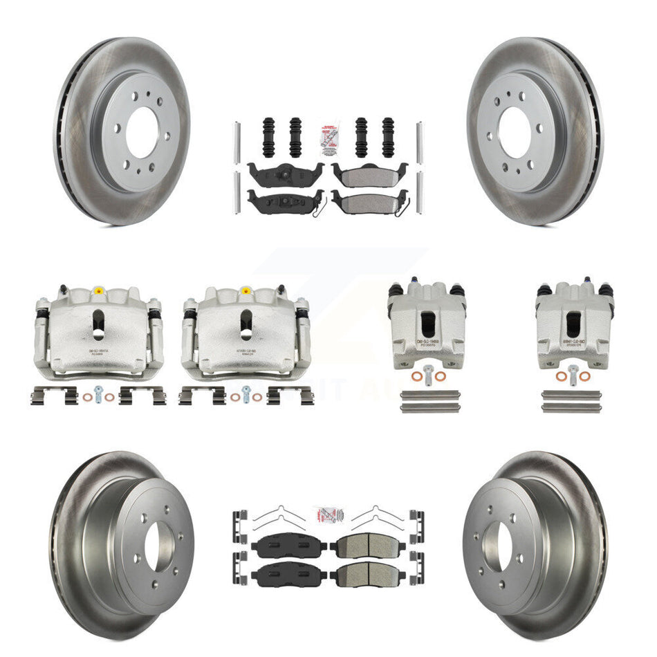 Front Rear Disc Brake Caliper Coat Rotor And Semi-Metallic Pad Kit (10Pc) For Ford F-150 KCG-102465N