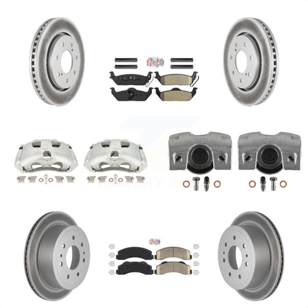 Front Rear Disc Brake Caliper Coated Rotors And PADSMATERIAL Pads Kit (10Pc) For 2010-2011 Ford F-150 With 7 Lug Wheels KCG-102469N by Transit Auto