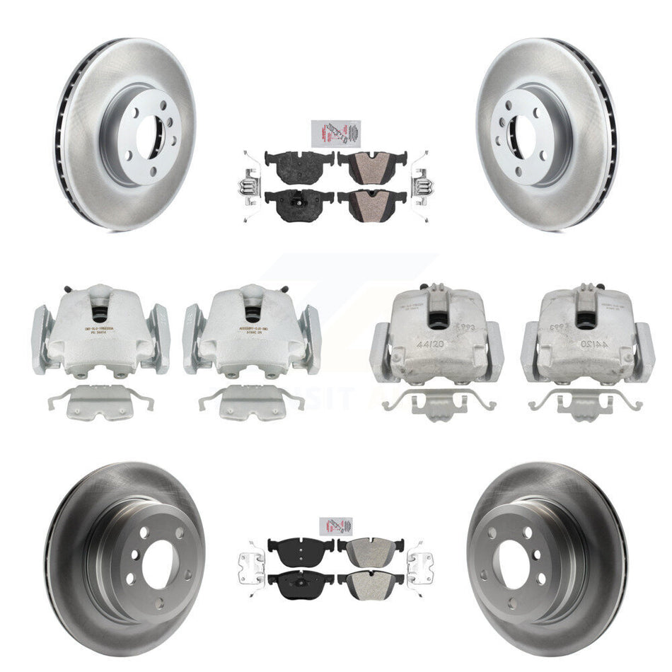 Front Rear Disc Brake Caliper Coated Rotors And Semi-Metallic Pads Kit (10Pc) For BMW X5 X6 KCG-102478N