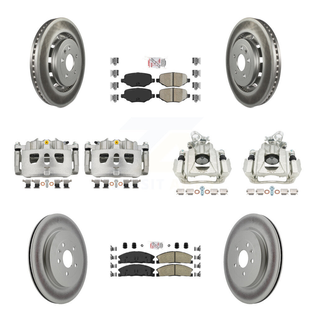 Front Rear Disc Brake Caliper Coat Rotor And Ceramic Pad Kit (10Pc) For 2016 Lincoln MKS KCG-102480N