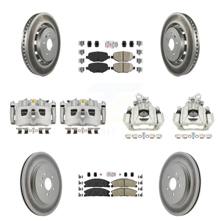 Front Rear Disc Brake Caliper Coat Rotor And Ceramic Pad Kit (10Pc) For 2016 Lincoln MKS KCG-102483N
