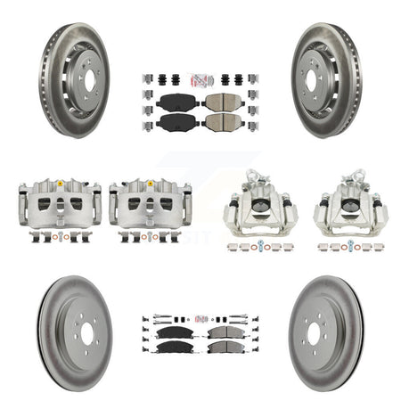 Front Rear Disc Brake Caliper Coat Rotor Ameribrakes Pad Kit (10Pc) For 2016 Lincoln MKS KCG-102484N