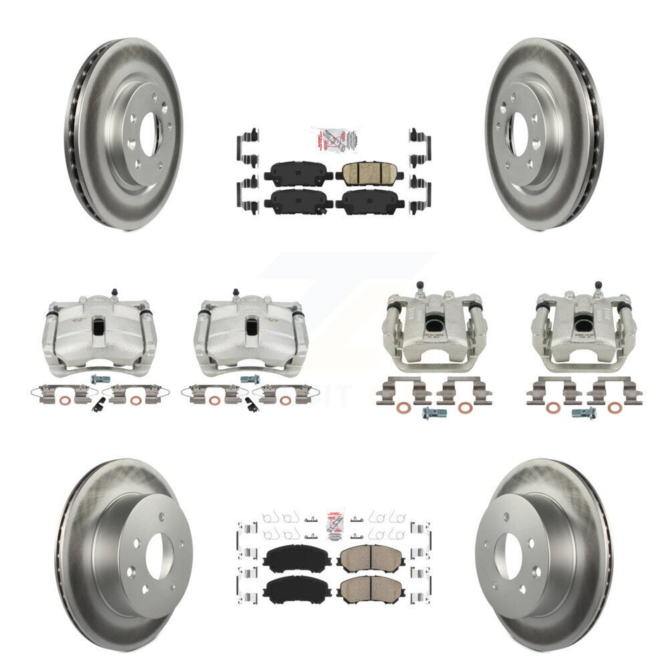 Front Rear Disc Brake Caliper Coated Rotors And Ceramic Pads Kit (10Pc) For Nissan Rogue Sport KCG-102485N