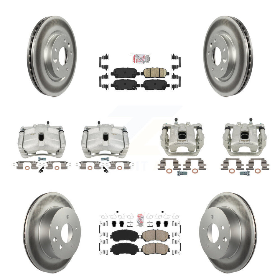Front Rear Disc Brake Caliper Coated Rotors And Ceramic Pads Kit (10Pc) For Nissan Rogue Sport KCG-102486N