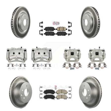 Front Rear Disc Brake Caliper Coated Rotors And Ceramic Pads Kit (10Pc) For Nissan Rogue KCG-102489N