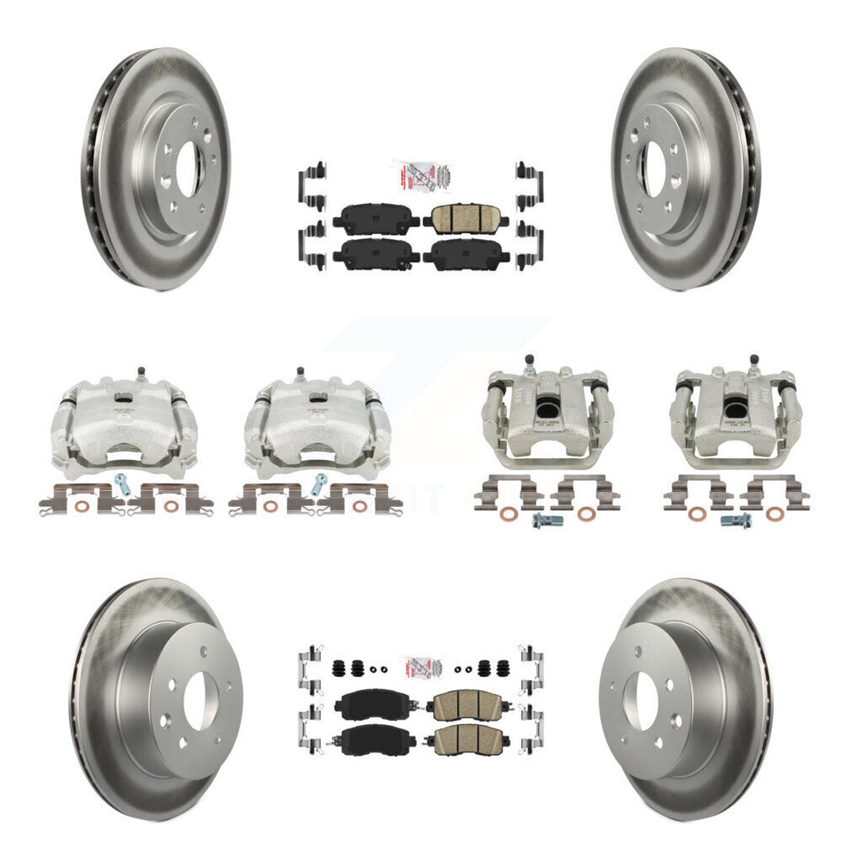 Front Rear Disc Brake Caliper Coated Rotors And Ceramic Pads Kit (10Pc) For Nissan LEAF KCG-102497N