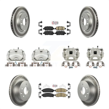 Front Rear Disc Brake Caliper Coated Rotors And Ceramic Pads Kit (10Pc) For 2015 Nissan LEAF Vehicles Manufactured In Japan KCG-102498N by Transit Auto