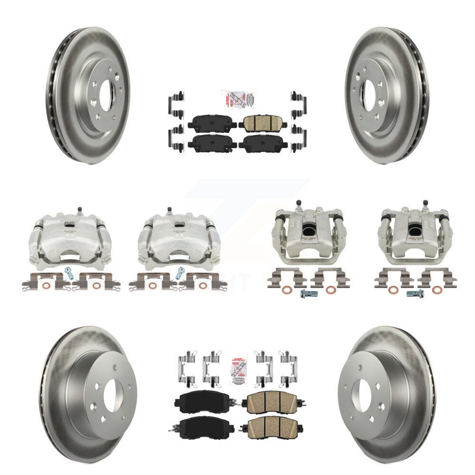 Front Rear Disc Brake Caliper Coated Rotors And Ceramic Pads Kit (10Pc) For Nissan LEAF KCG-102500N