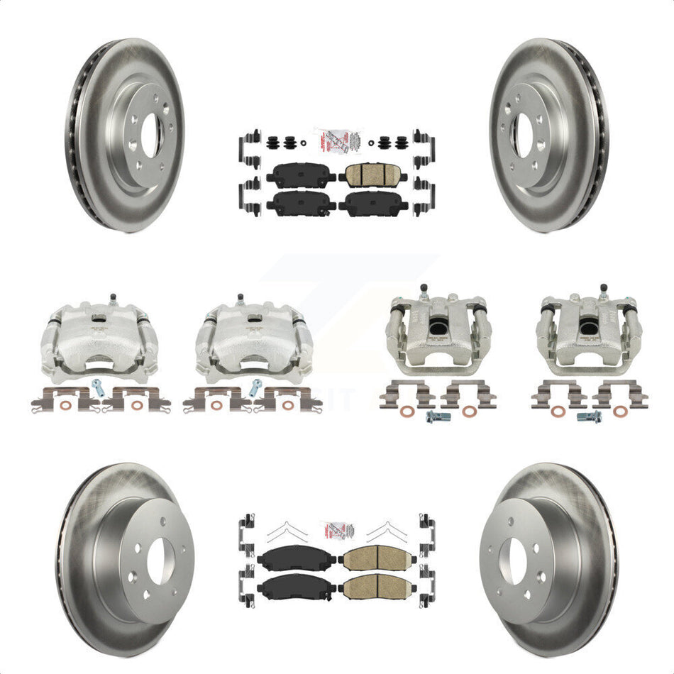 Front Rear Disc Brake Caliper Coated Rotors And Ceramic Pads Kit (10Pc) For 2015 Nissan LEAF Vehicles Manufactured In Japan KCG-102502N by Transit Auto