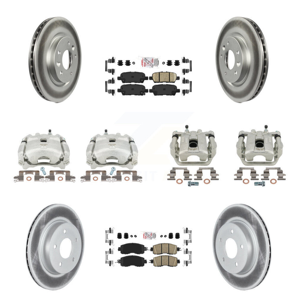 Front Rear Disc Brake Caliper Coated Rotors And Ceramic Pads Kit (10Pc) For 2017 Nissan LEAF With Electric Parking KCG-102507N