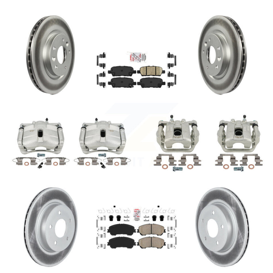 Front Rear Disc Brake Caliper Coated Rotors And Ceramic Pads Kit (10Pc) For 2019 Nissan Rogue Sport SL With Manual Parking KCG-102516N