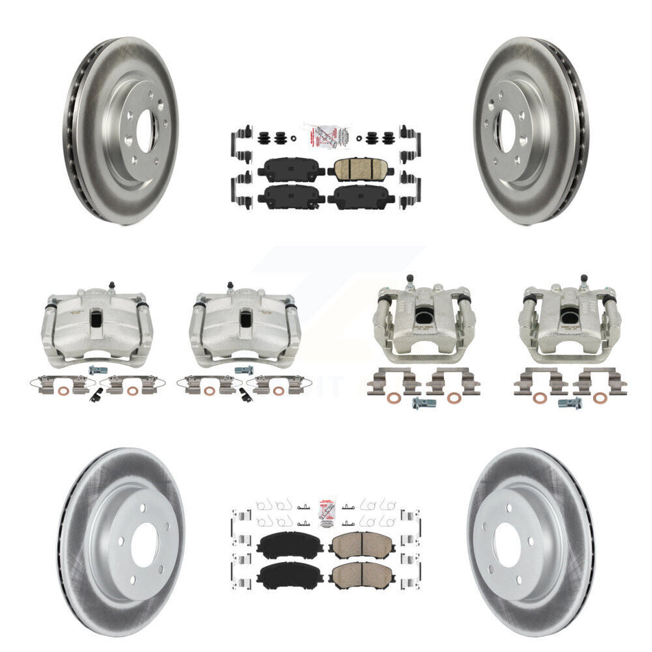 Front Rear Disc Brake Caliper Coated Rotors And Ceramic Pads Kit (10Pc) For 2019 Nissan Rogue Sport SL With Manual Parking KCG-102517N
