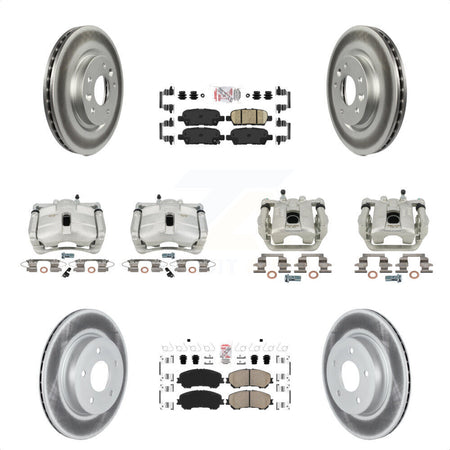 Front Rear Disc Brake Caliper Coated Rotors And Ceramic Pads Kit (10Pc) For 2019 Nissan Rogue Sport SL With Manual Parking KCG-102518N by Transit Auto