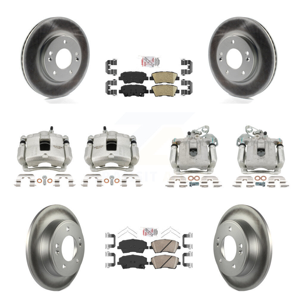 Front Rear Disc Brake Caliper Coat Rotor Ceramic Pad Kit (10Pc) For Hyundai Elantra 2.0L KCG-102519N