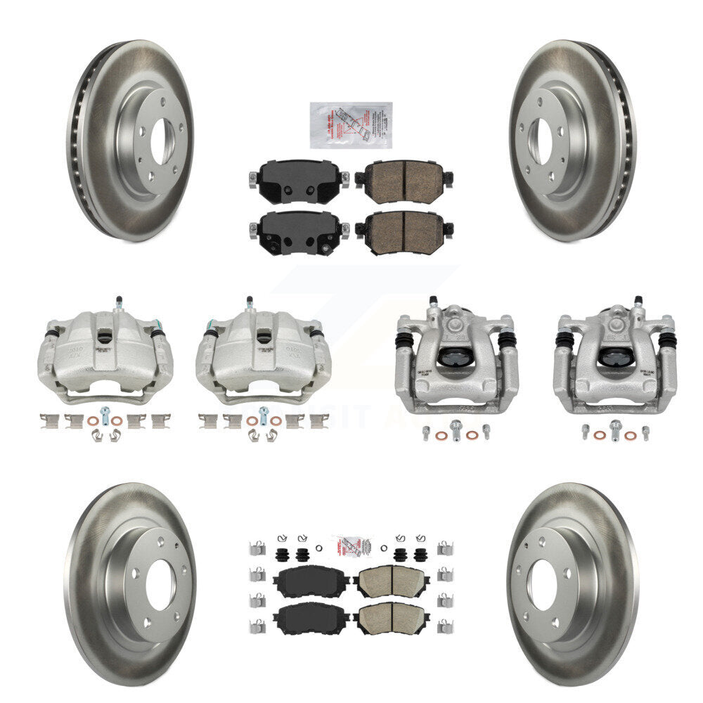 Front Rear Disc Brake Caliper Coated Rotors And Ceramic Pads Kit (10Pc) For Mazda 6 KCG-102520N