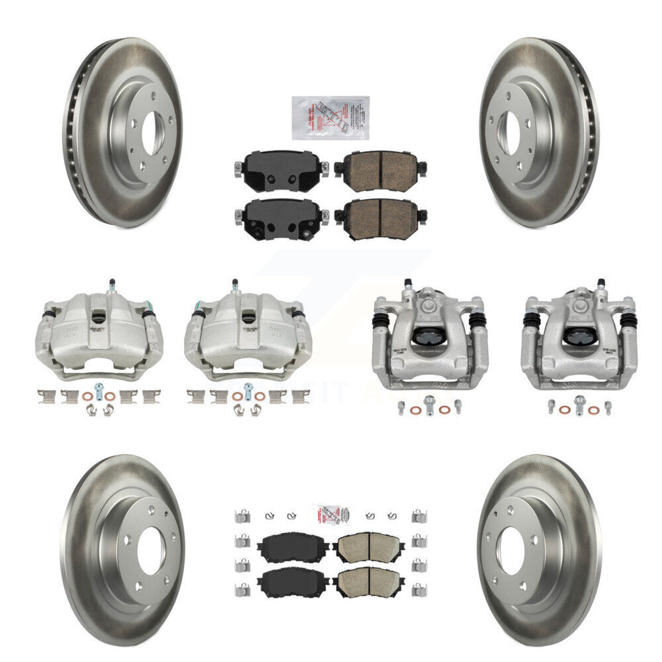 Front Rear Disc Brake Caliper Coated Rotors And Ceramic Pads Kit (10Pc) For Mazda 6 KCG-102521N