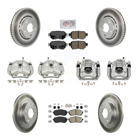 Front Rear Disc Brake Caliper Coated Rotors And Ceramic Pads Kit (10Pc) For Mazda 6 KCG-102522N