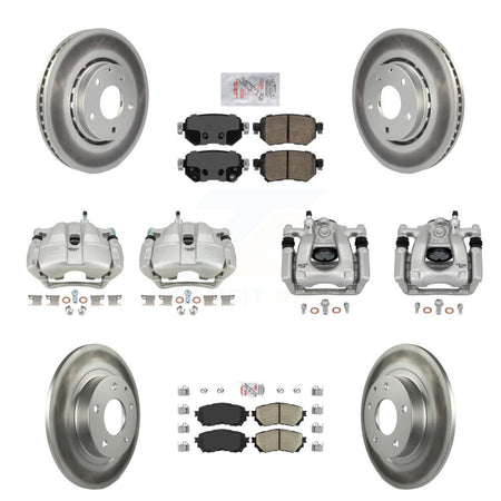 Front Rear Disc Brake Caliper Coated Rotors And Ceramic Pads Kit (10Pc) For Mazda 6 KCG-102523N