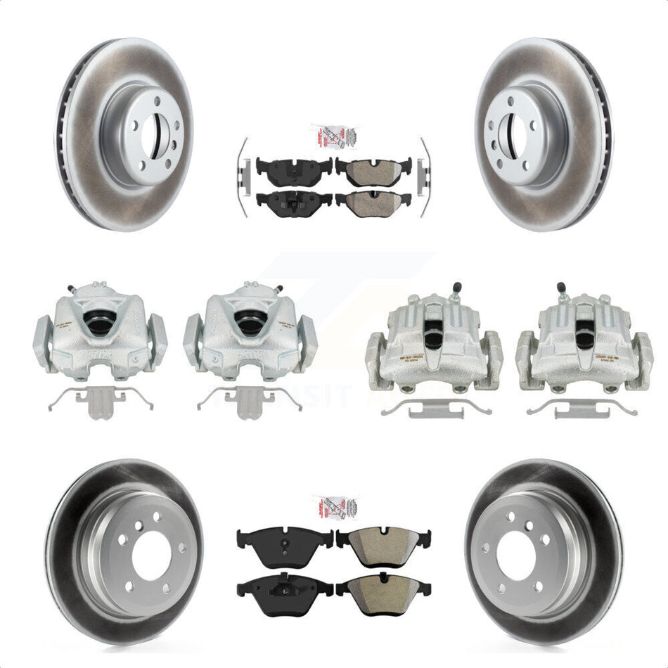 Front Rear Disc Brake Caliper Coated Rotors And Semi-Metallic Pads Kit (10Pc) For 2013 BMW 328i Convertible with 3.0L With 340mm Diameter Rotor KCG-102539N by Transit Auto