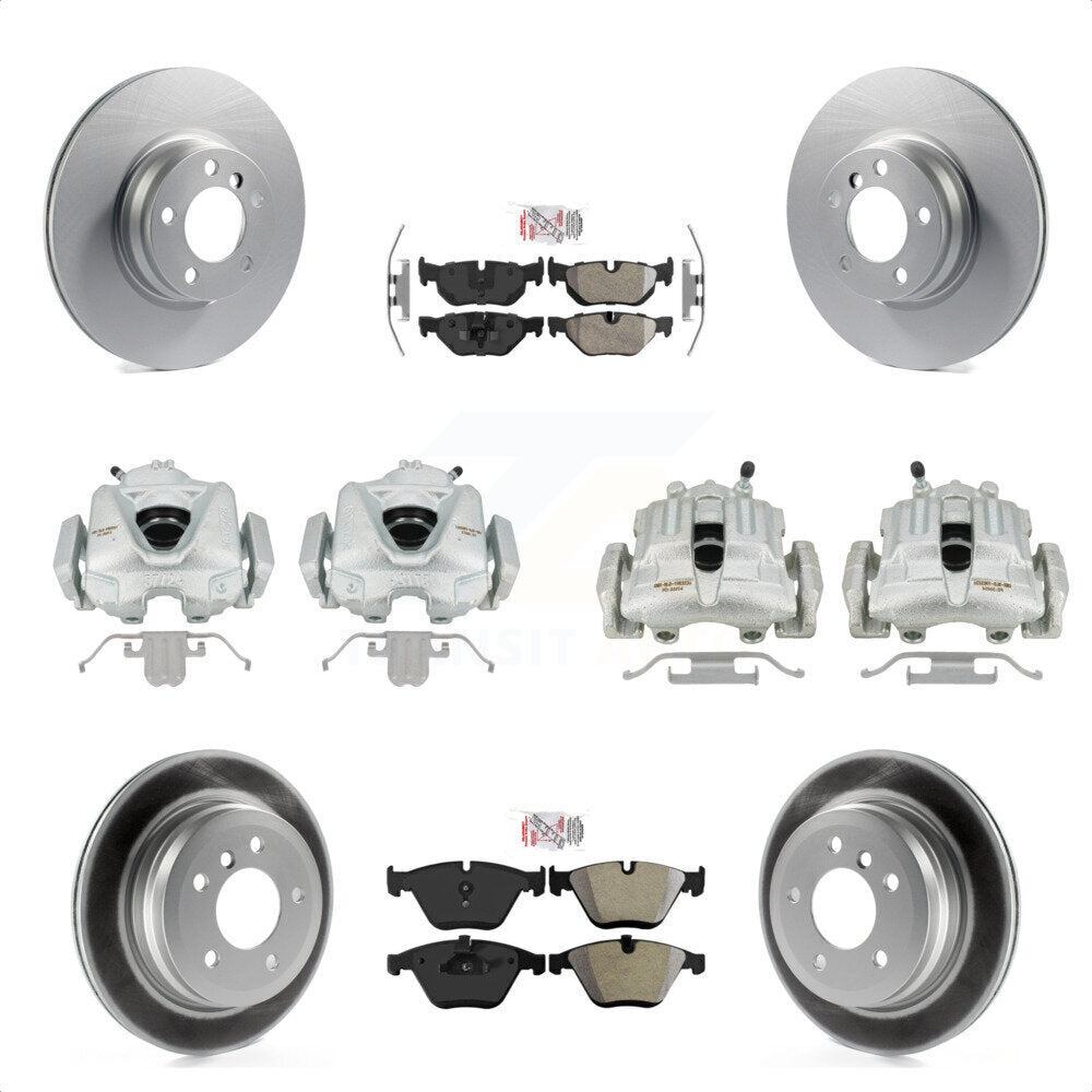 Front Rear Disc Brake Caliper Coated Rotors And Semi-Metallic Pads Kit (10Pc) For 2013 BMW 328i Convertible with 3.0L With 330mm Diameter Rotor KCG-102540N by Transit Auto