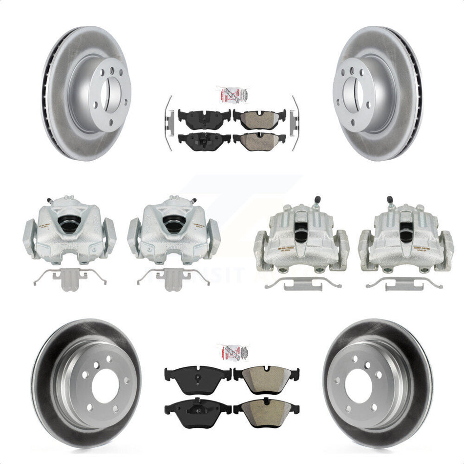 Front Rear Disc Brake Caliper Coated Rotors And Semi-Metallic Pads Kit (10Pc) For 2008 BMW 328i Wagon To 08 07 KCG-102544N by Transit Auto