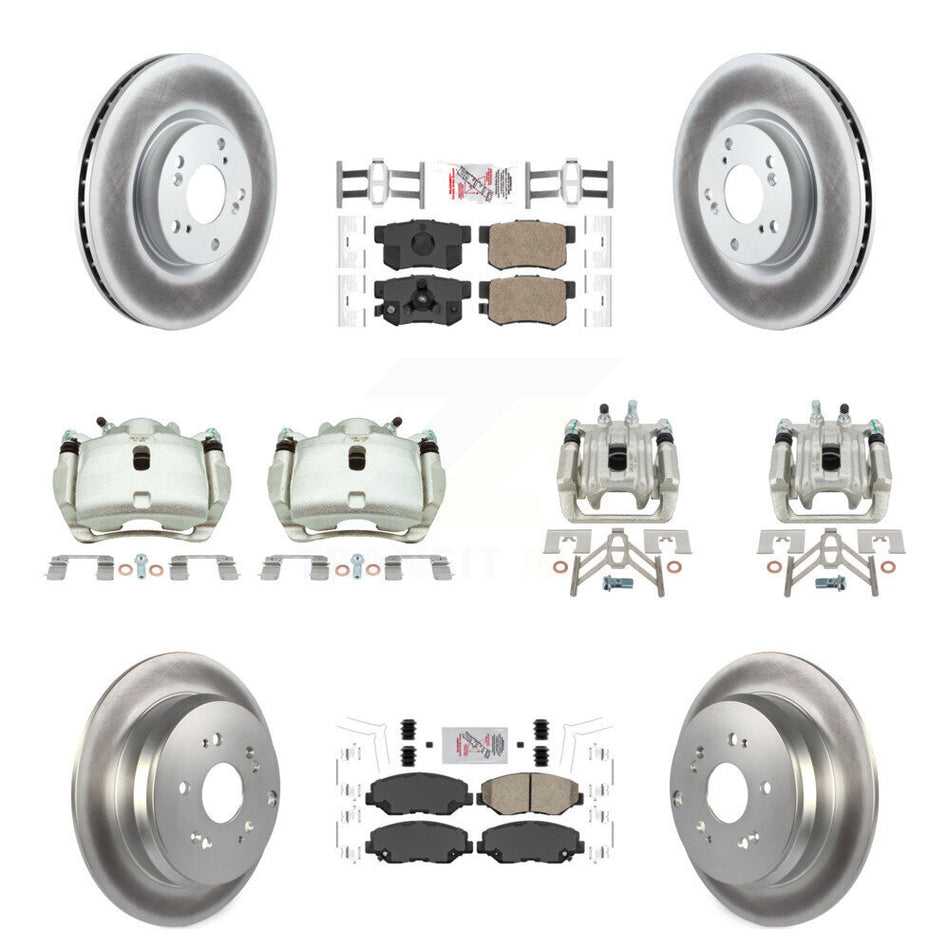 Front Rear Disc Brake Caliper Coat Rotor Ceramic Pad Kit (10Pc) For 2005-2006 Honda CR-V KCG-102548N