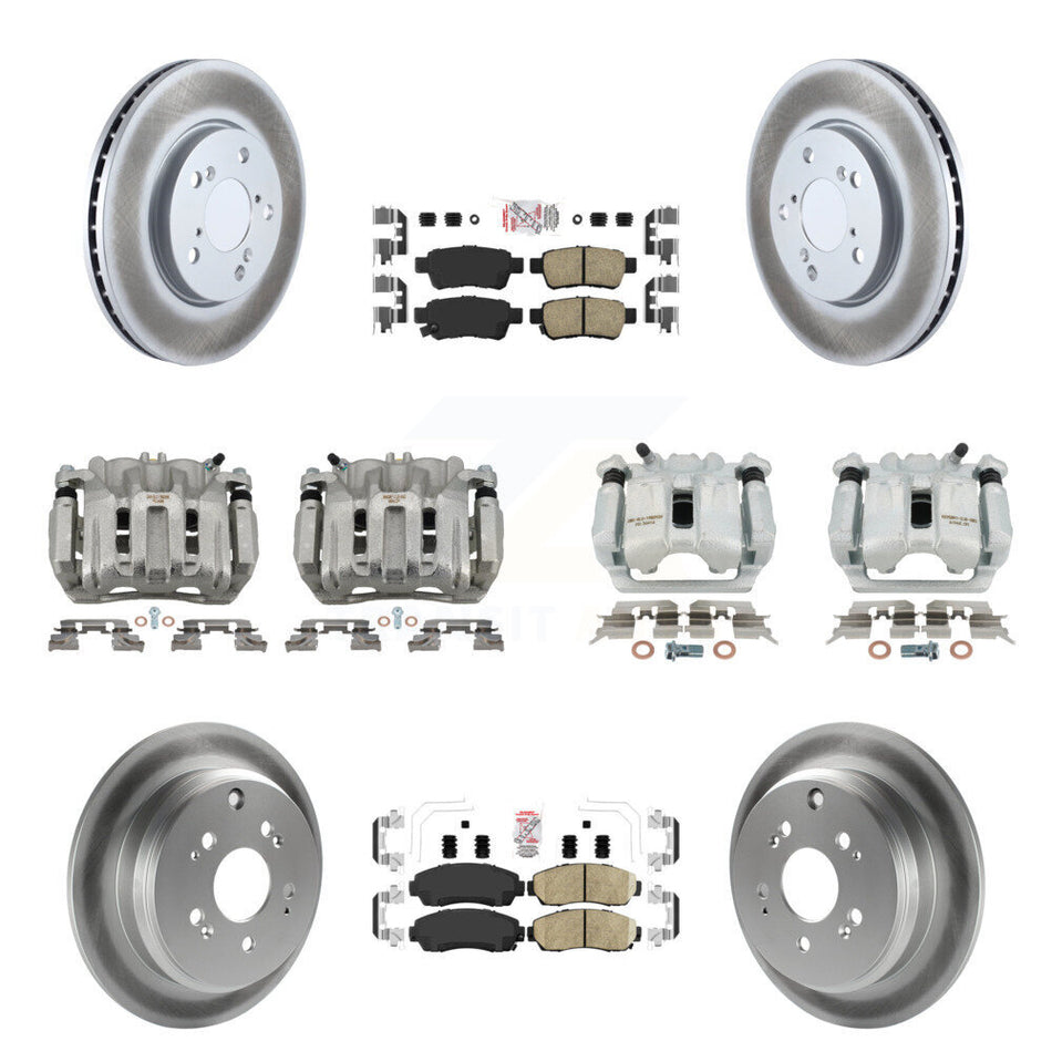 Front Rear Brake Caliper Coat Rotor & Ceramic Pad Kit (10Pc) For 2005-2010 Honda Odyssey KCG-102551N