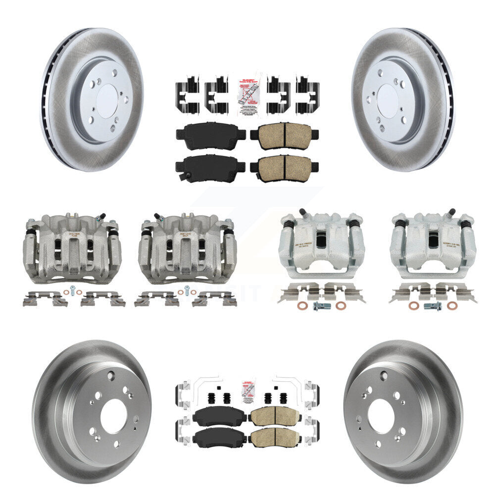 Front Rear Brake Caliper Coat Rotor & Ceramic Pad Kit (10Pc) For 2005-2010 Honda Odyssey KCG-102553N