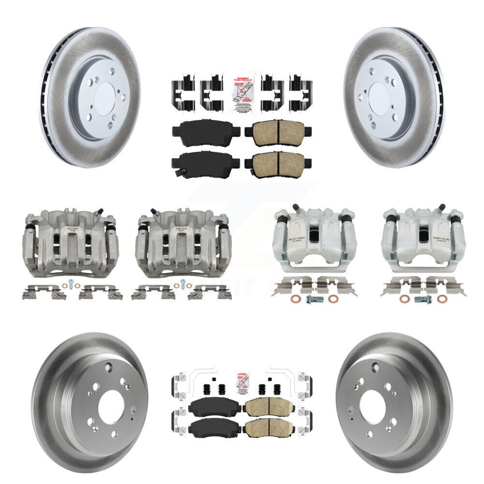 Front Rear Brake Caliper Coat Rotor & Ceramic Pad Kit (10Pc) For 2005-2010 Honda Odyssey KCG-102553N