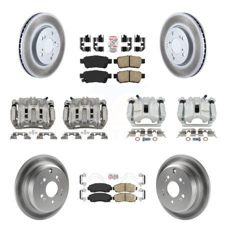 Front Rear Brake Caliper Coat Rotor & Ceramic Pad Kit (10Pc) For 2005-2010 Honda Odyssey KCG-102554N
