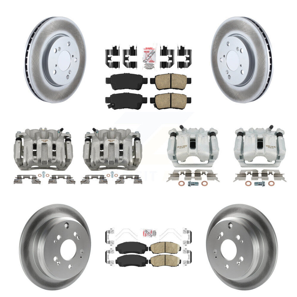 Front Rear Brake Caliper Coat Rotor & Ceramic Pad Kit (10Pc) For 2005-2010 Honda Odyssey KCG-102554N